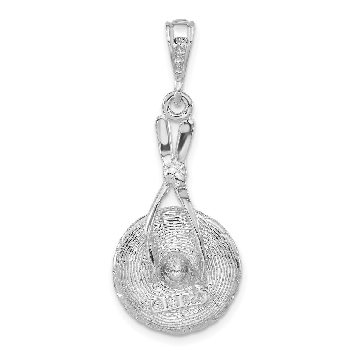 Sterling Silver Pendant Charm with Spiral Floral Openwork Design, Botanical Motif