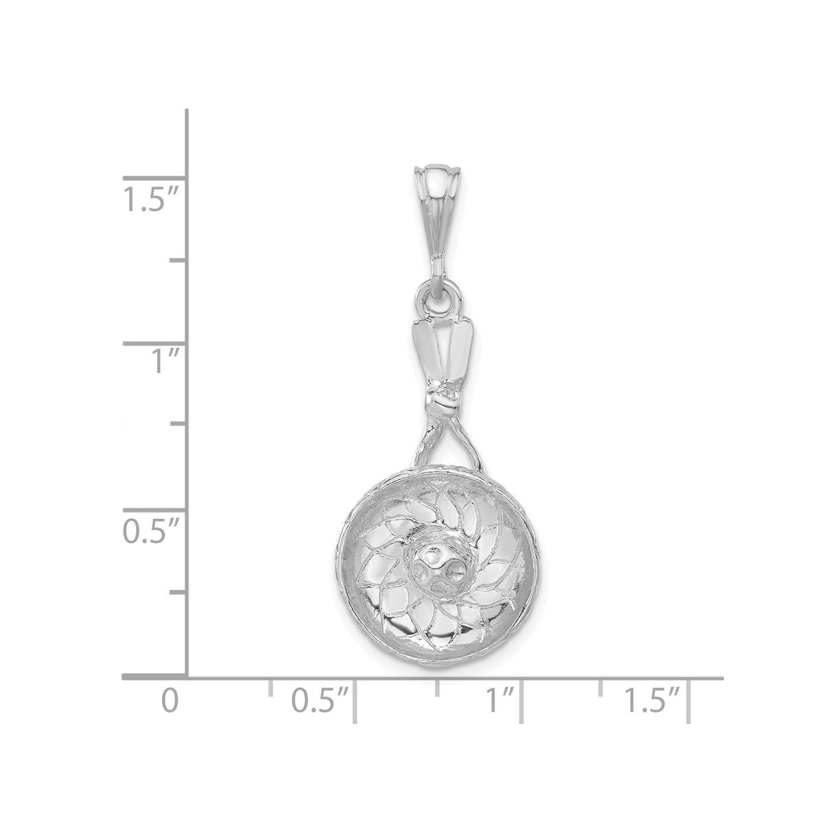 Sterling Silver Pendant Charm with Spiral Floral Openwork Design, Botanical Motif