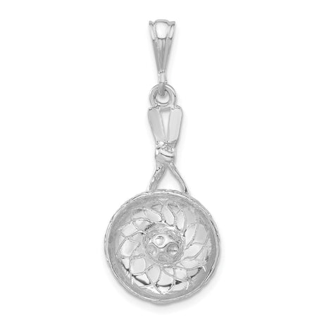 Sterling Silver Pendant Charm with Spiral Floral Openwork Design, Botanical Motif