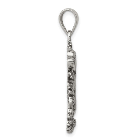 Sterling Silver Dragon Pendant with Detailed Asian Style Design for Men or Unisex