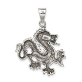 Sterling Silver Dragon Pendant with Detailed Asian Style Design for Men or Unisex
