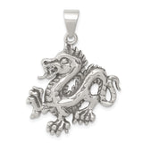 Sterling Silver Dragon Pendant with Detailed Asian Style Design for Men or Unisex