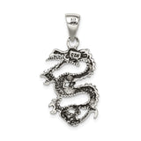 Sterling Silver Dragon Pendant with Intricate Serpentine Design, Asian Inspired Amulet