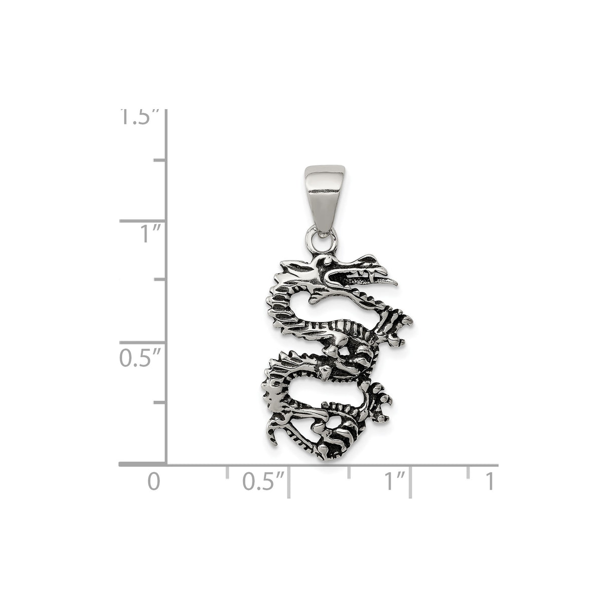 Sterling Silver Dragon Pendant with Intricate Serpentine Design, Asian Inspired Amulet