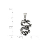 Sterling Silver Dragon Pendant with Intricate Serpentine Design, Asian Inspired Amulet