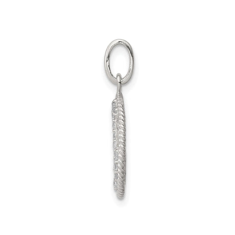 Sterling Silver Anchor Pendant with Cubic Zirconia, Rope Edge Circle, Nautical Faith Design