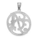 Sterling Silver Initial A Pendant with Openwork Round Monogram Charm, Script Letter Design