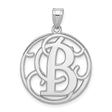Sterling Silver Pendant, Letter B Monogram Charm with Ornate Script Openwork Design