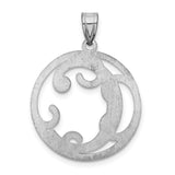 Sterling Silver Initial Pendant with Script Letter C, Round Openwork Monogram Design