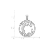 Sterling Silver Initial Pendant with Script Letter C, Round Openwork Monogram Design
