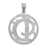Sterling Silver Initial D Pendant, Openwork Circle Monogram Charm, Script Letter Jewelry