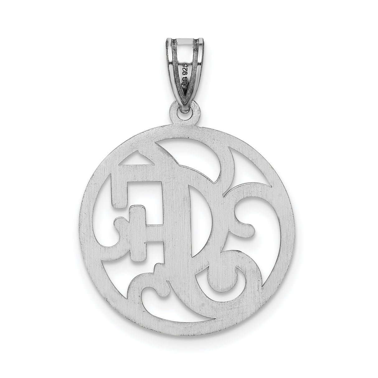 Sterling Silver Monogram Pendant with Script Initial in Round Frame, Personalized Charm Jewelry