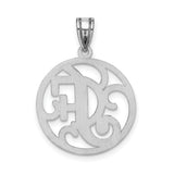 Sterling Silver Monogram Pendant with Script Initial in Round Frame, Personalized Charm Jewelry