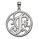 Sterling Silver Monogram Pendant with Script Initial in Round Frame, Personalized Charm Jewelry
