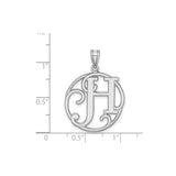 Sterling Silver Initial Pendant with Cutout Letter H, Script Monogram Frame Charm