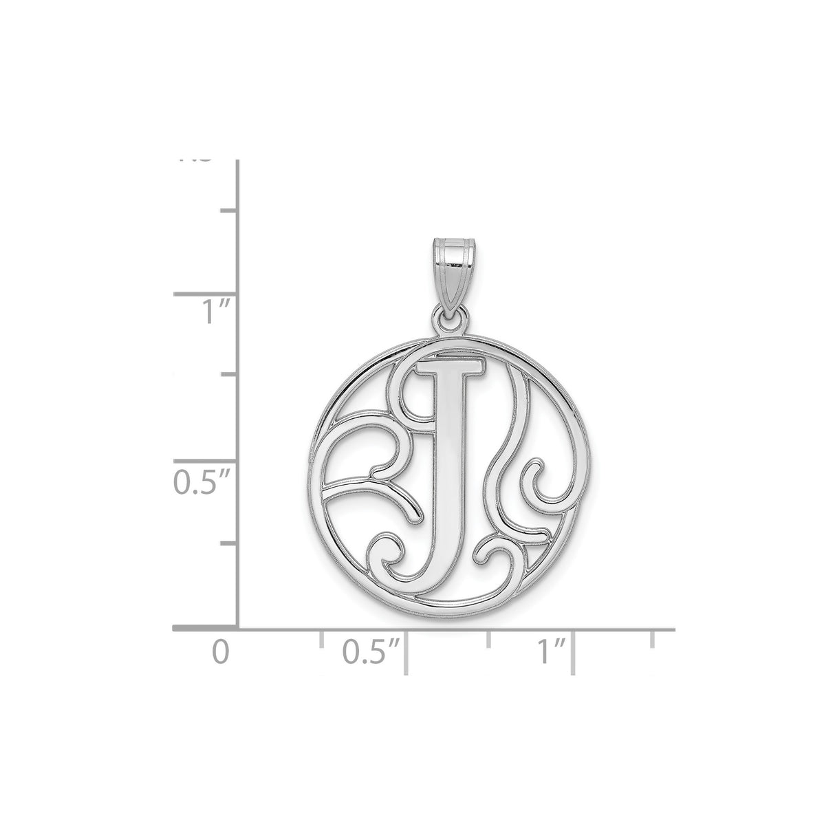 Sterling Silver Letter J Pendant, Script Initial Charm, Openwork Monogram Jewelry