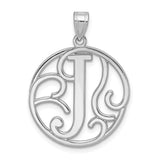 Sterling Silver Letter J Pendant, Script Initial Charm, Openwork Monogram Jewelry