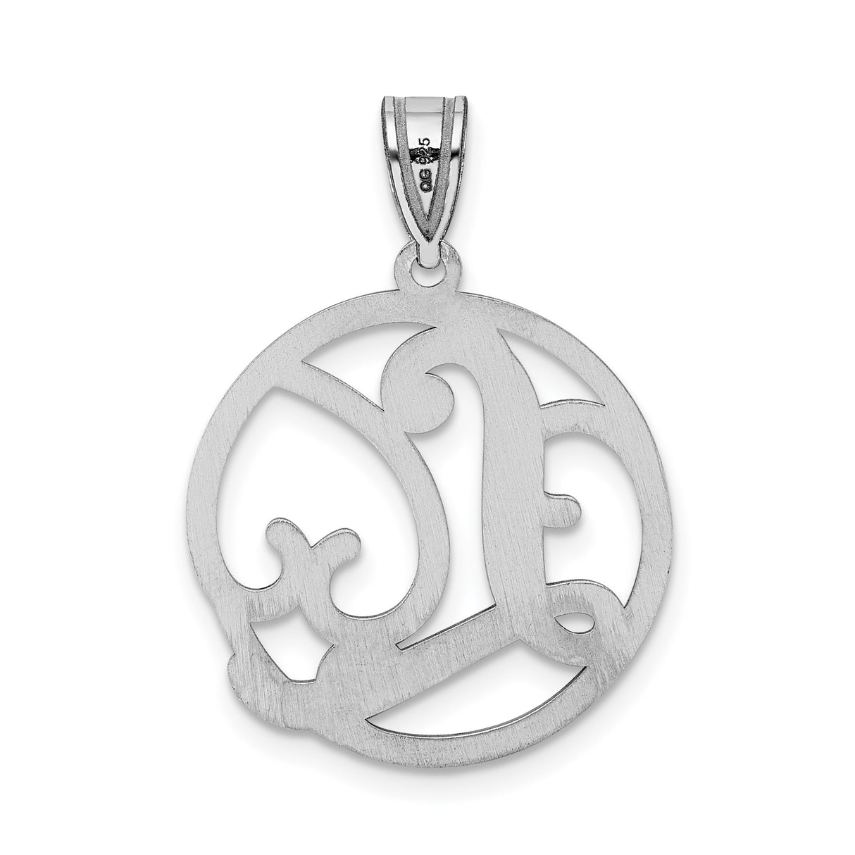 Sterling Silver Pendant with Script Initial L in Round Openwork Design
