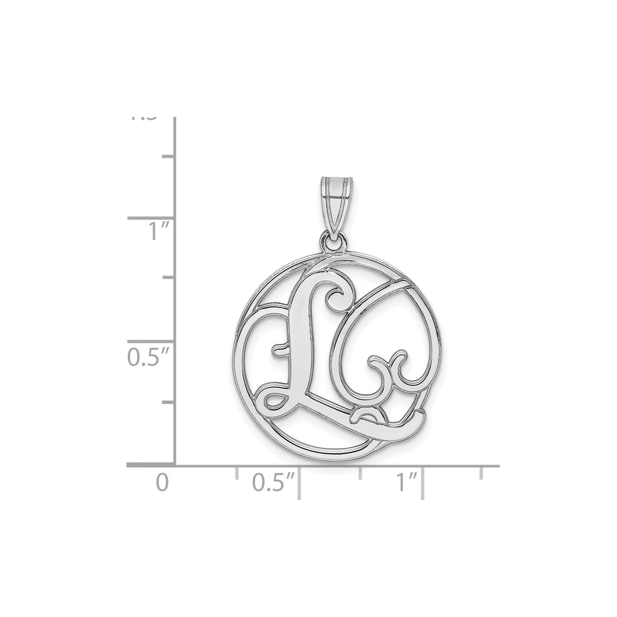 Sterling Silver Pendant with Script Initial L in Round Openwork Design