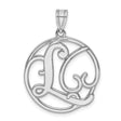 Sterling Silver Pendant with Script Initial L in Round Openwork Design