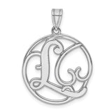 Sterling Silver Pendant with Script Initial L in Round Openwork Design