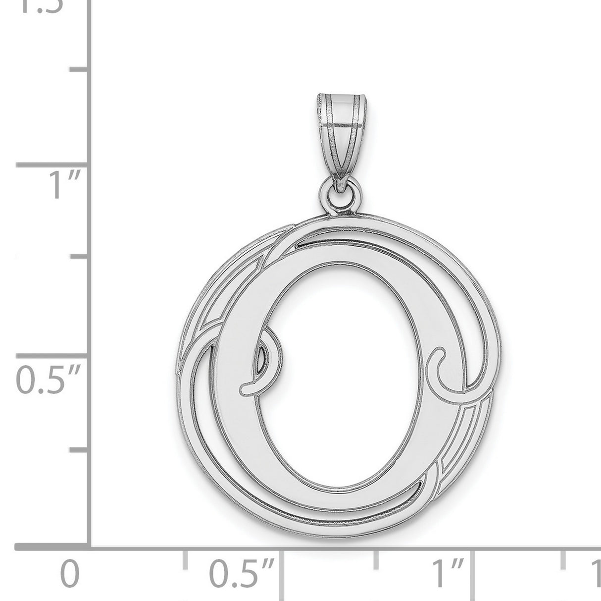 Fancy Script Letter O Initial Charm Pendant in Real 925 Sterling Silver