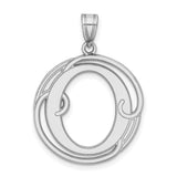 Fancy Script Letter O Initial Charm Pendant in Real 925 Sterling Silver