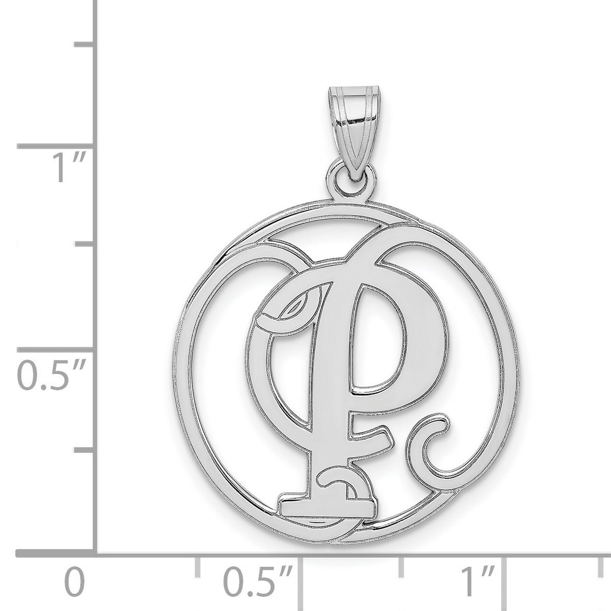 Sterling Silver Script Letter P Pendant, Openwork Monogram Charm for Women