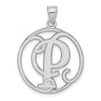 Sterling Silver Script Letter P Pendant, Openwork Monogram Charm for Women