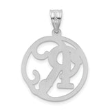 Sterling Silver Initial Pendant with Ornate Letter R in Circular Openwork Design