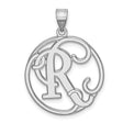 Sterling Silver Initial Pendant with Ornate Letter R in Circular Openwork Design