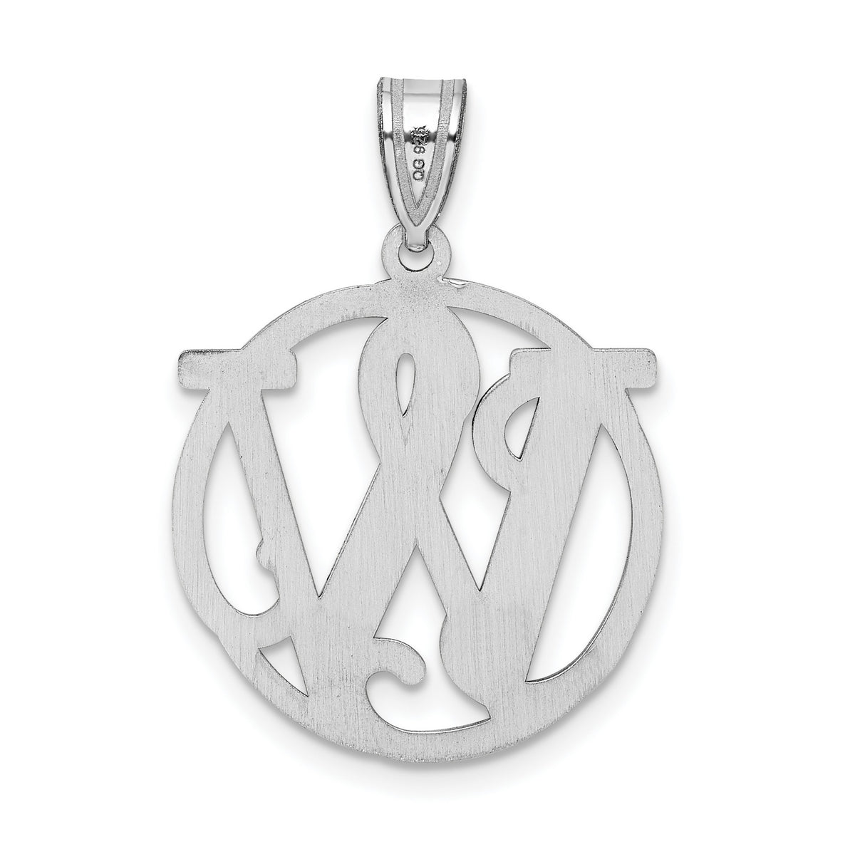 Sterling Silver Pendant with Interlocking Script Letter W in Round Frame