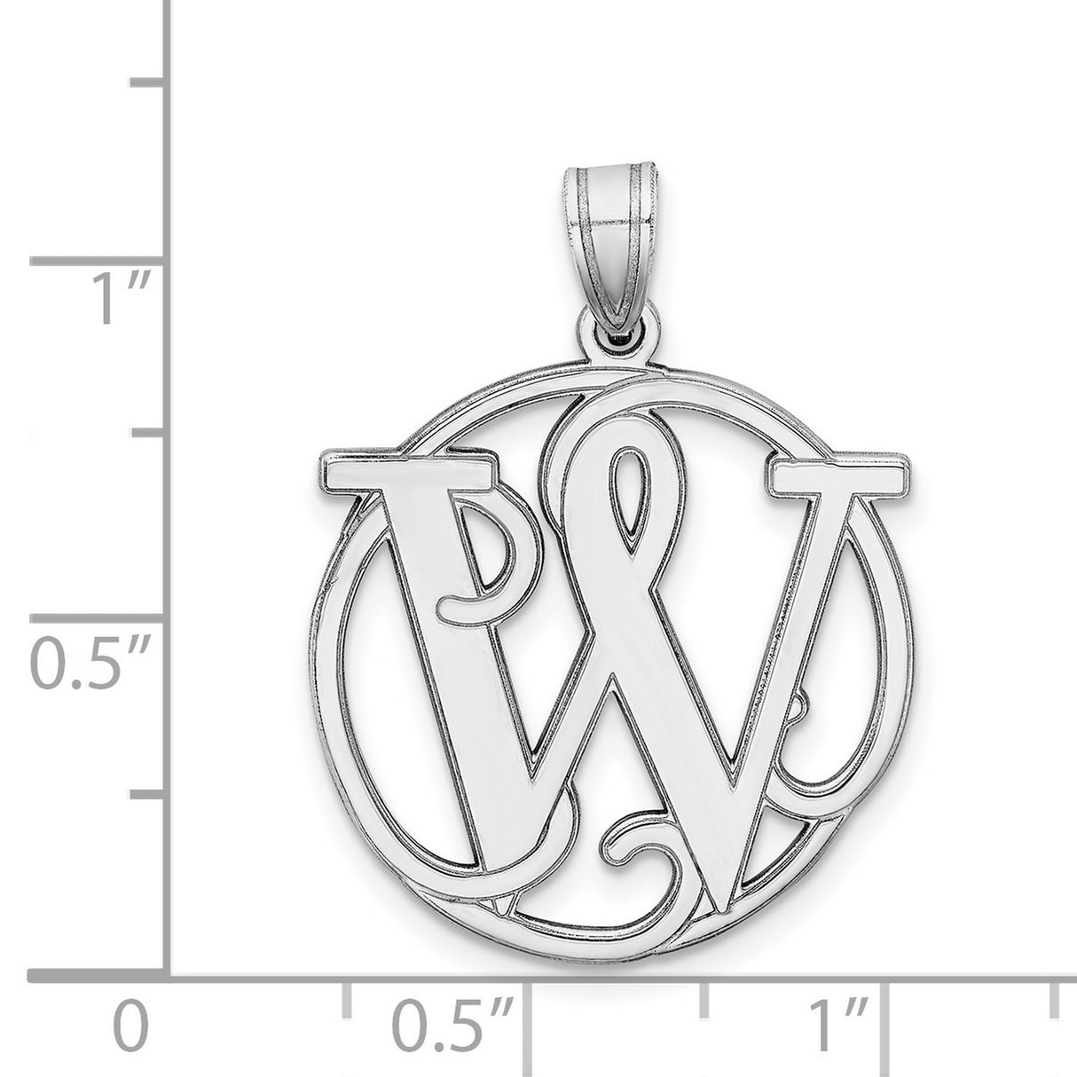 Sterling Silver Pendant with Interlocking Script Letter W in Round Frame