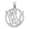 Sterling Silver Pendant with Interlocking Script Letter W in Round Frame