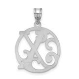 Fancy Script Letter X Initial Charm Pendant in Real 925 Sterling Silver