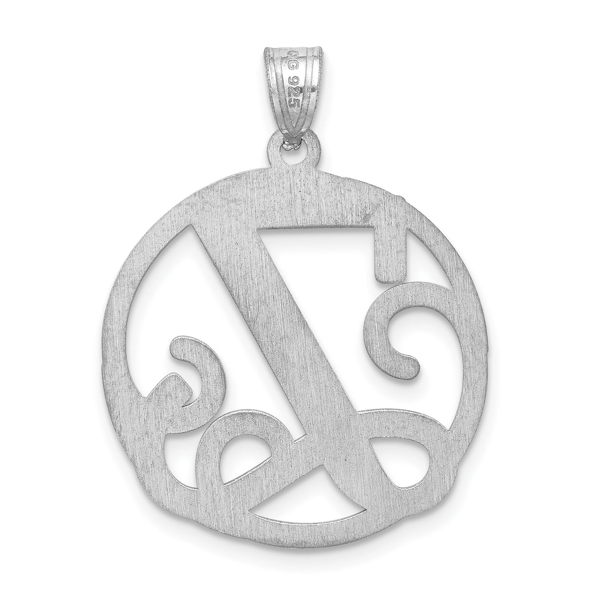 Sterling Silver Script Z Pendant, Circular Initial Charm, Monogram Letter Jewelry