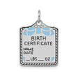 Sterling Silver Birth Certificate Pendant with Blue Enamel Accents, Custom Baby Keepsake Charm