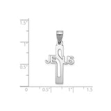 Sterling Silver Cross Pendant with Jesus, Vertical Cutout Religious Design for Men and Women