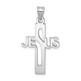 Sterling Silver Cross Pendant with Mirror Finish, Bold Clean Edges, Modern Religious Design