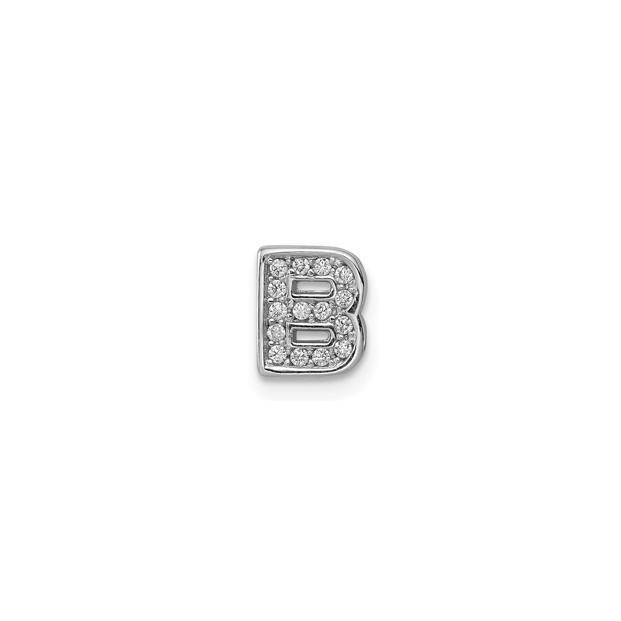Sterling Silver Letter B Charm Pendant with Cubic Zirconia Accents, Script Initial Design