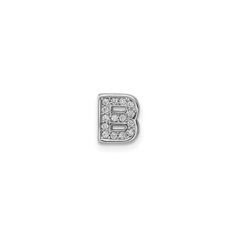 Sterling Silver Letter B Charm Pendant with Cubic Zirconia Accents, Script Initial Design