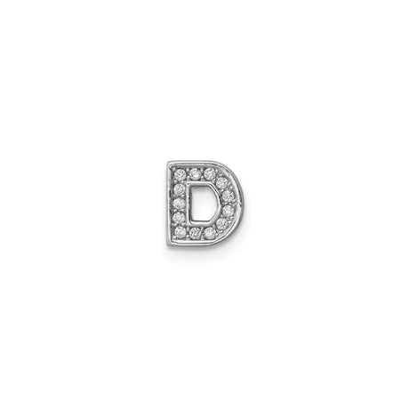 Sterling Silver Letter D Pendant with Cubic Zirconia, Alphabet Charm for Necklace or Bracelet