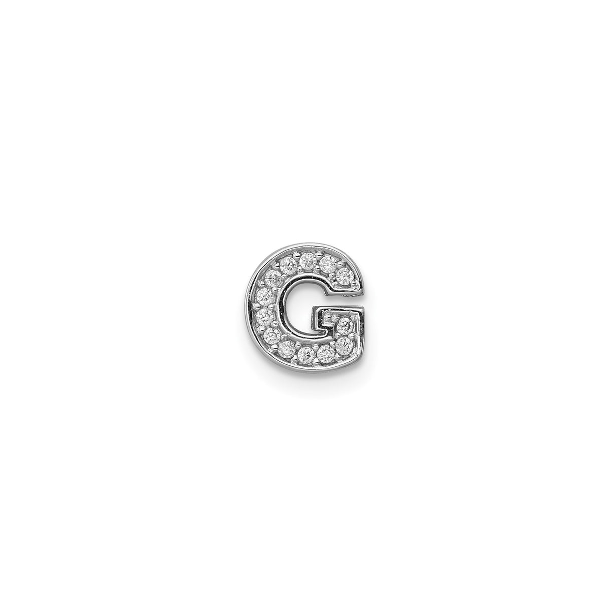 Sterling Silver Letter G Charm Pendant with Cubic Zirconia, Monogram Jewelry for Women