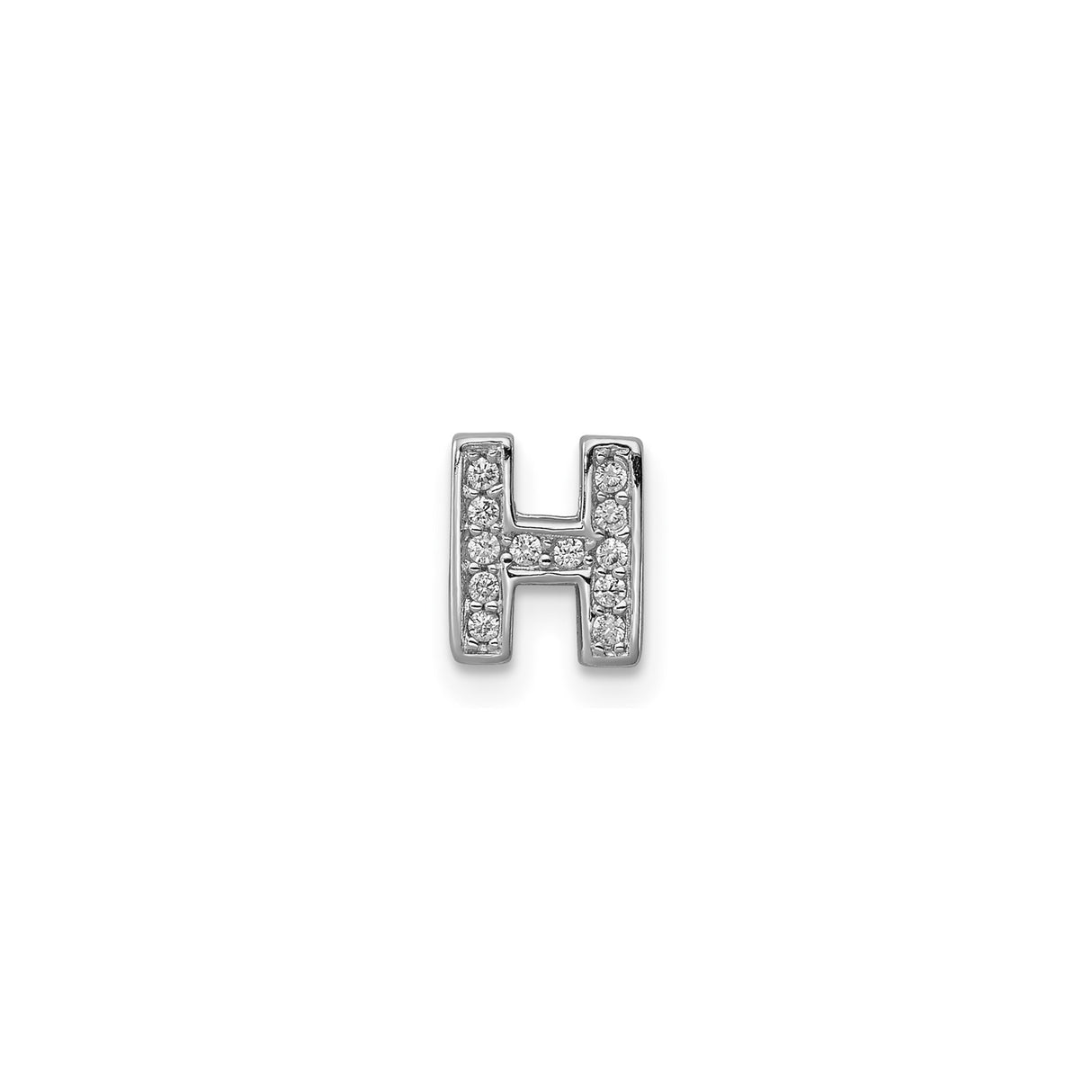 Sterling Silver Letter H Pendant Charm with Cubic Zirconia, Bold Alphabet Monogram Style