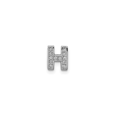 Sterling Silver Letter H Pendant Charm with Cubic Zirconia, Bold Alphabet Monogram Style