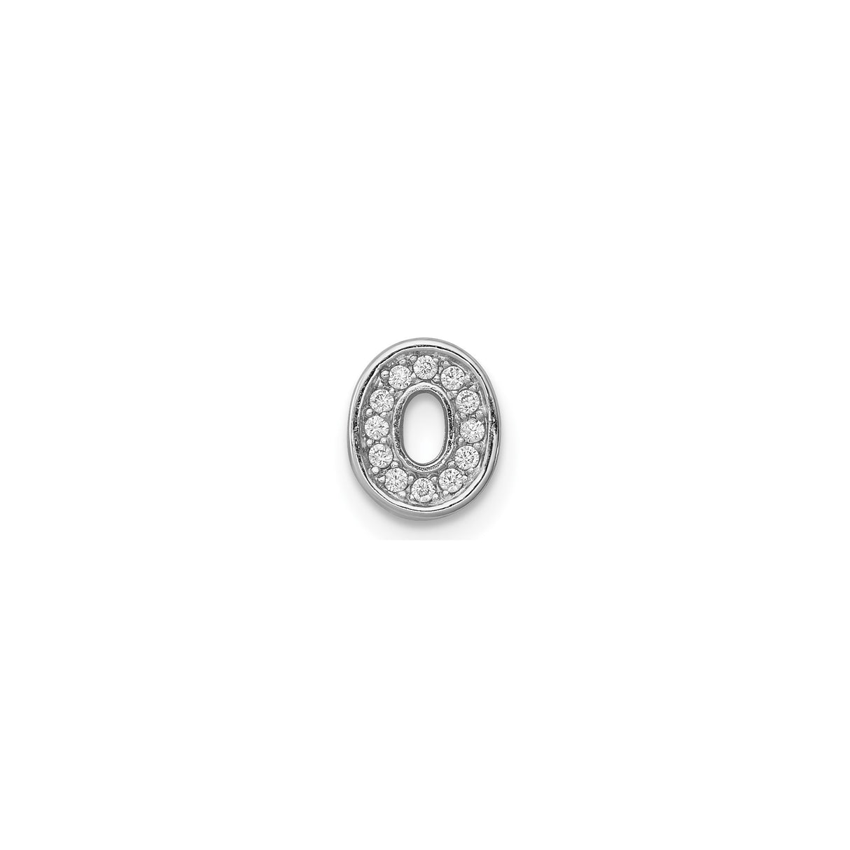 Sterling Silver Letter O Charm Bead with Cubic Zirconia, Pavé Initial Monogram Design