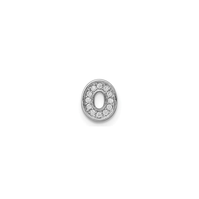 Sterling Silver Letter O Charm Bead with Cubic Zirconia, Pavé Initial Monogram Design