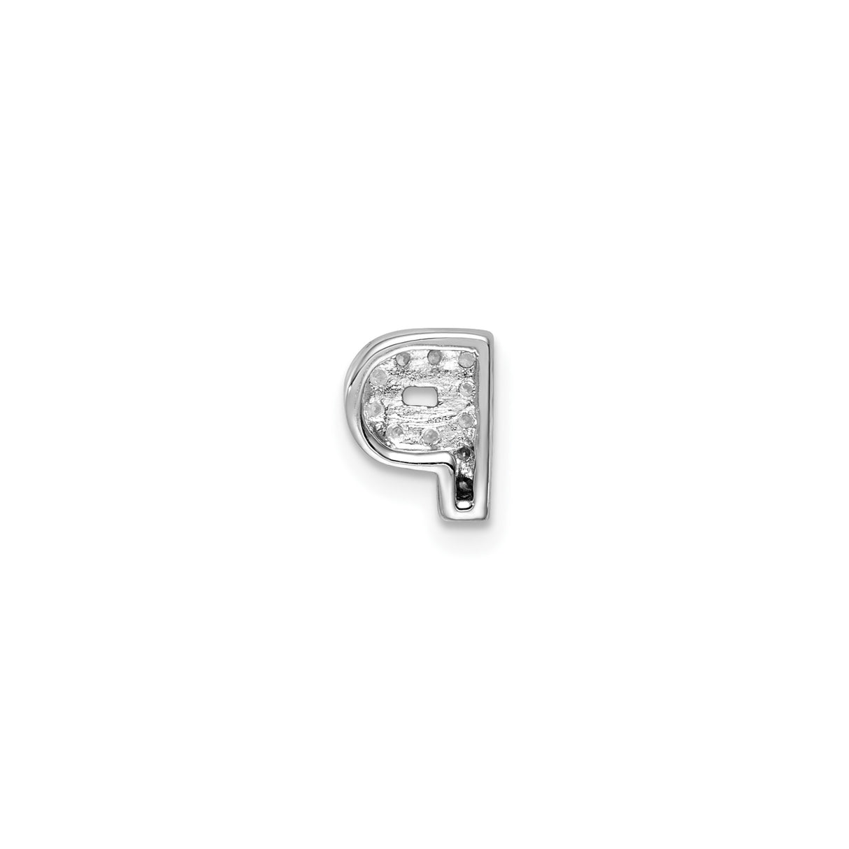 Sterling Silver Letter P Charm with Cubic Zirconia, Alphabet Pendant for Necklace or Bracelet