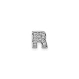 Sterling Silver Letter R Pendant with Cubic Zirconia, Block Font Initial Charm