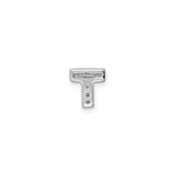 Sterling Silver Letter T Pendant with Cubic Zirconia, Block Style Monogram Charm